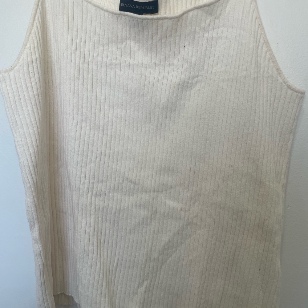 Banana Republic Women's Cream Ribbed Tank Top